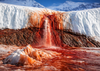 В Антарктида има водопад, който тече в кърваво червено